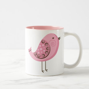 Tasse 2 Couleurs Rétro oiseau rose
