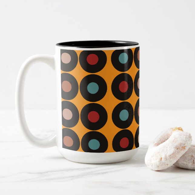 Tasse 2 Couleurs Retro Vinyl Record (Avec donut)