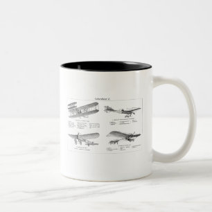 Tasse 2 Couleurs Rétros vieux avions d'antiquité de biplan d'avion