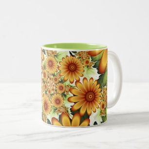 Tasse 2 Couleurs Rêve Floral, Art Fractal Moderne Abstrait Fleur