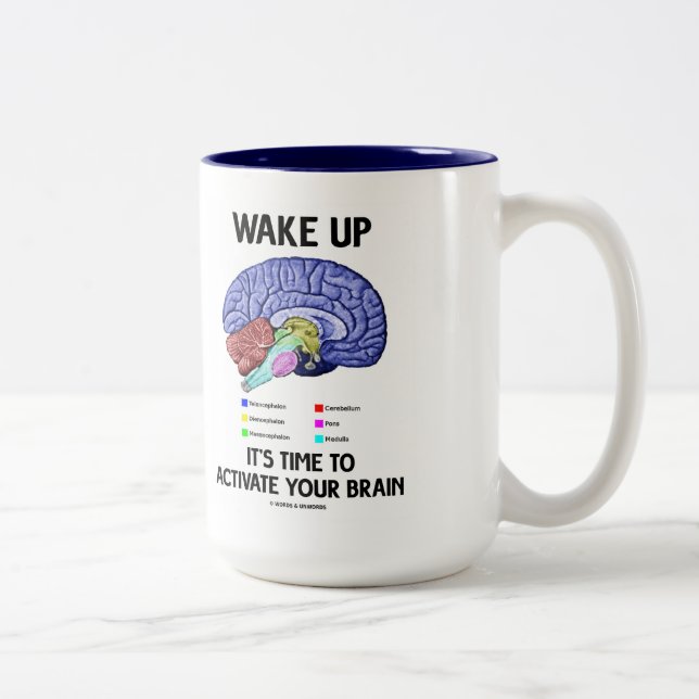 Tasse 2 Couleurs Réveillez-le est l'heure d'activer votre cerveau (Droit)
