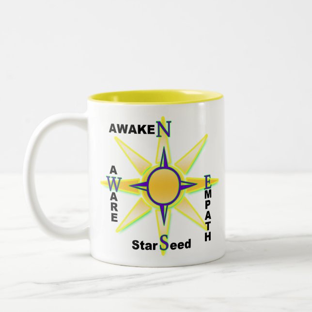 Tasse 2 Couleurs Réveillez-vous, averti, Starseed, Empath (Gauche)