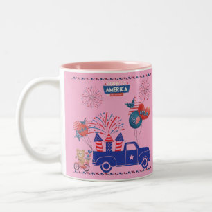 Tasse 2 Couleurs Rêves de feu d'artifice de liberté rose clair