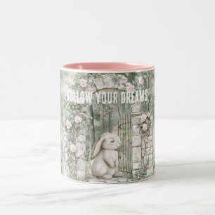 Tasse 2 Couleurs Rêves de lapin de jardin rose enchanté