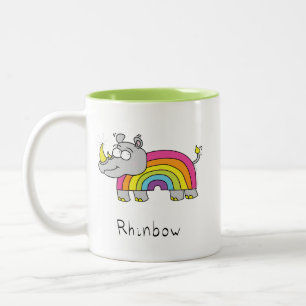 Tasse 2 Couleurs Rhino Rainbow Cute Kids Rhinoceros