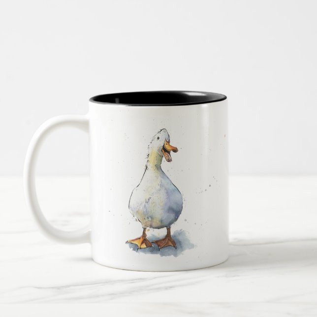 Tasse 2 Couleurs Rire blanc Canard drôle moucheté (Gauche)