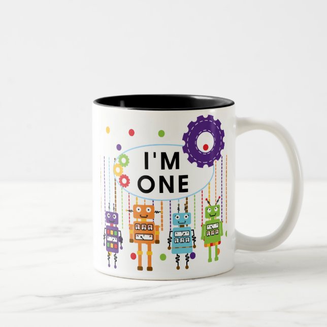 Tasse 2 Couleurs Robot Tshirts et cadeaux d'anniversaire (Droit)