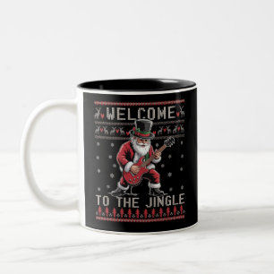 Tasse 2 Couleurs Rock n Roll Noël Rocker Santa Pull de Noël démodé 