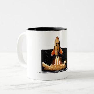 Tasse 2 Couleurs Rocket Launch Laptop Startup Entrepreneur Online B