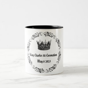 Tasse 2 Couleurs Roi Charles 111 Coronation noir/blanc à deux tons 