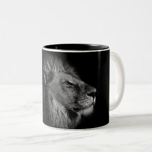 Tasse 2 Couleurs Roi, Lion sur arrière - plan noir et blanc
