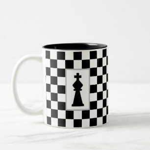 Tasse 2 Couleurs Roi Noir sur Échiquier Noir et Blanc
