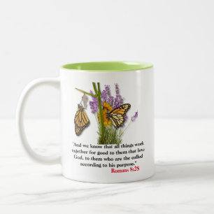 Tasse 2 Couleurs Romains 8:28 Toutes Les Choses Travaillent Ensembl