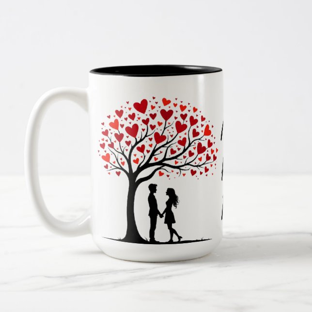 Tasse 2 Couleurs Romantic Valentine’s Day Love Tree Design (Gauche)