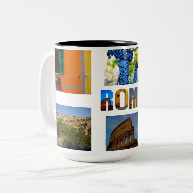 Tasse 2 Couleurs Rome Italie 6 Photos Vacances Collage (Devant gauche)