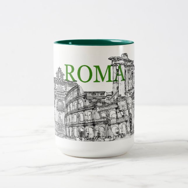 Tasse 2 Couleurs rome voyage souvenir café muette (Centre)
