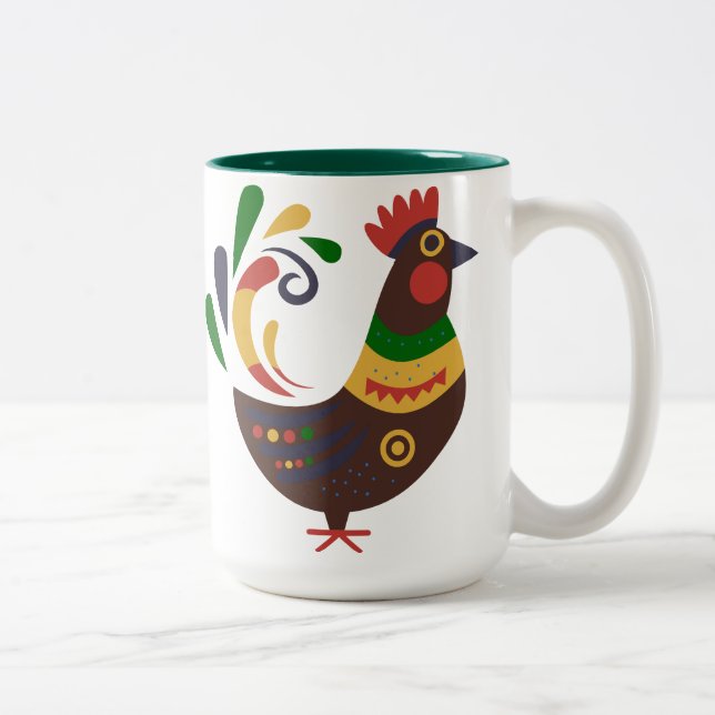 Tasse 2 Couleurs "Rooster" Art folklorique Style personnalisé (Droit)