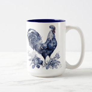 Tasse 2 Couleurs "Rooster" Blue Willow Style Personnalisé