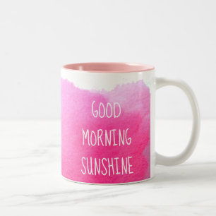 Tasse 2 Couleurs Rose de citation de café de soleil bonjour