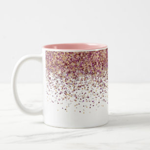 Tasse 2 Couleurs Rose Gold Élégant Confettis Tombants Dégradé Deux