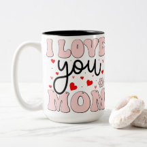 Rose Rétro J'Aime Maman Fête des Mères Cœurs