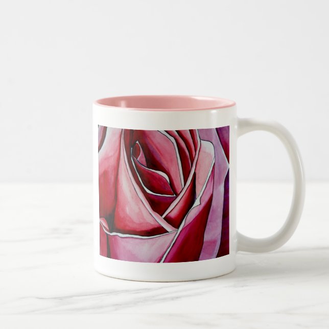 Tasse 2 Couleurs Rose Rose macro fleurs aquarelle art abstrait (Droit)