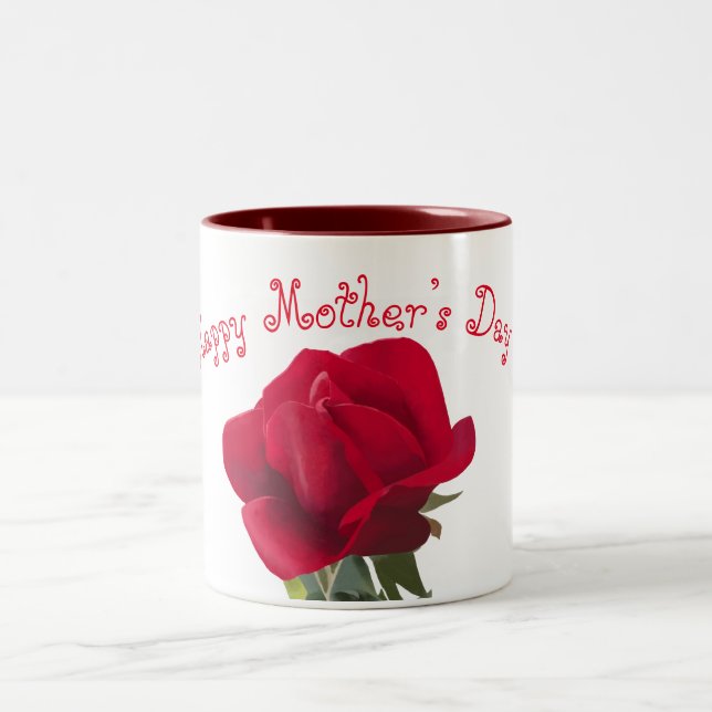 Tasse 2 Couleurs Rose rouge - fête des mères (Centre)