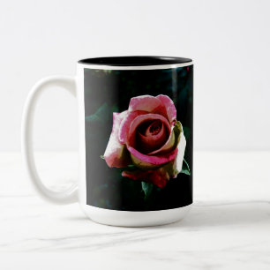 Tasse 2 Couleurs Rose rouge peinte à l'huile
