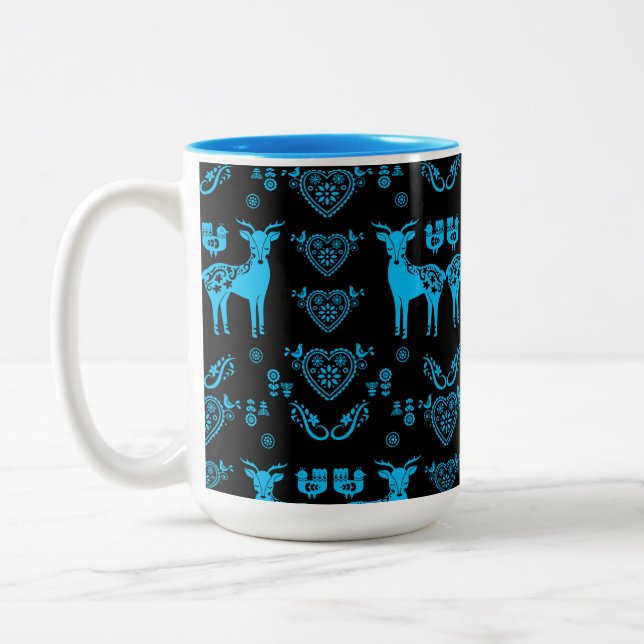 Tasse 2 Couleurs Rosemaling Norwegian Folk Art (Gauche)