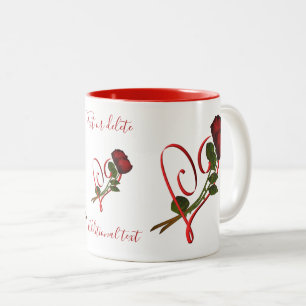 Tasse 2 Couleurs Roses rouges Coeur rouge Personnalisé