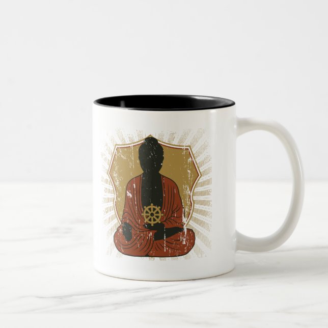 Tasse 2 Couleurs Roue méditante de Bouddha Dharma (Droit)