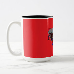 Tasse 2 Couleurs Rouge Minimaliste Photo Personnalisée Nom Personna