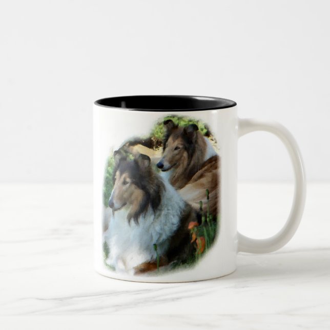 Tasse 2 Couleurs Rough Collie Art Don (Droit)