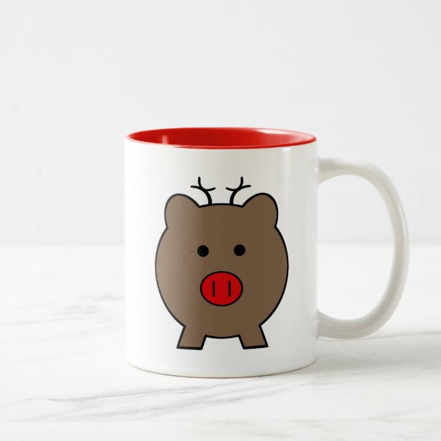 Tasse 2 Couleurs Roy le porc de Noël (Droit)