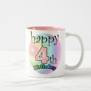 Tasse 2 Couleurs Roze Joyeux 4e anniversaire