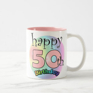Tasse 2 Couleurs Roze Joyeux 50e anniversaire