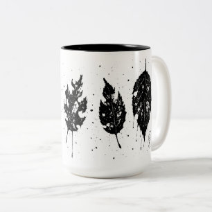 Tasse 2 Couleurs Sac fourre-tout Feuilles mortes à l'encre imprimée