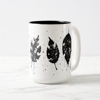 Tasse 2 Couleurs Sac fourre-tout Feuilles mortes à l'encre imprimée