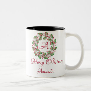 Tasse 2 Couleurs Saint-feuilles et cerise noël café à deux tons