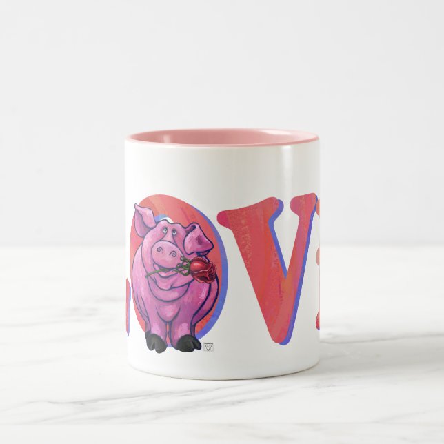 Tasse 2 Couleurs Saint Valentin au cochon (Centre)