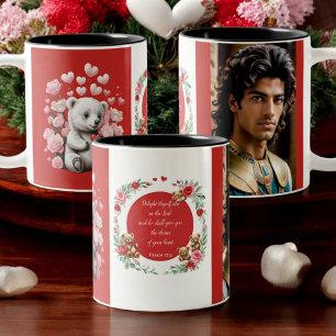 Tasse 2 Couleurs Saint-Valentin avec ours en peluche riche
