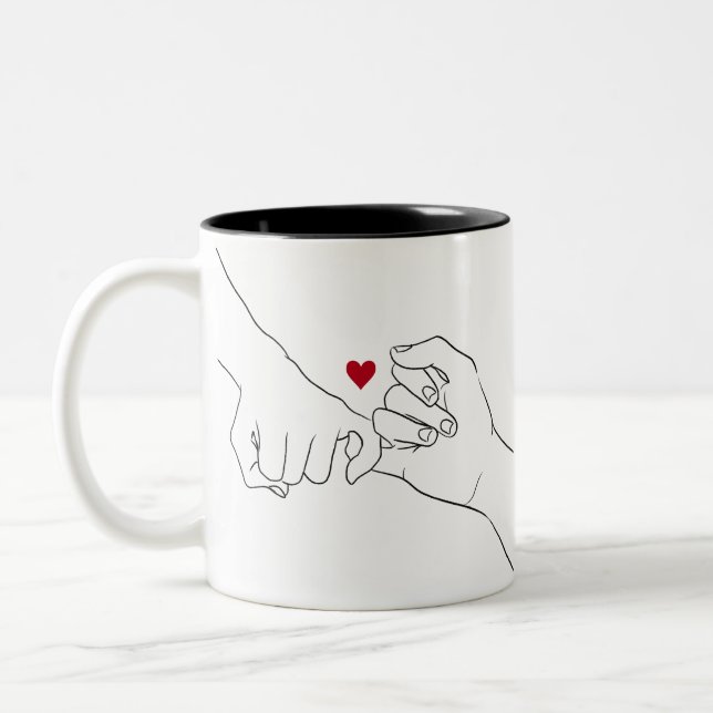 Tasse 2 Couleurs Saint Valentin Cadeau Pinky Promise Couple Cadeau (Gauche)