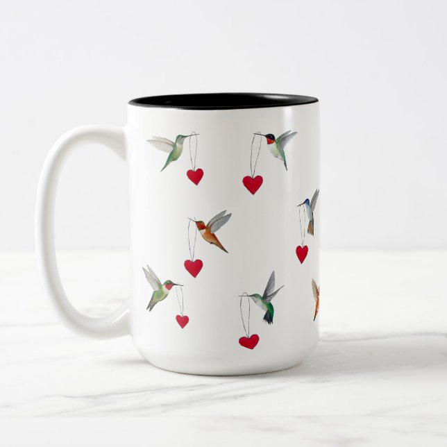 Tasse 2 Couleurs Saint Valentin des colibris (Gauche)