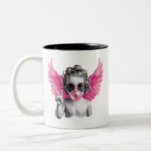 Tasse 2 Couleurs Saint-Valentin soufflant une bulle Cupidon Saint-V