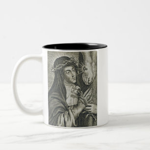 Tasse 2 Couleurs Sainte Catherine de Sienne Crucifixion Art Noir Fo