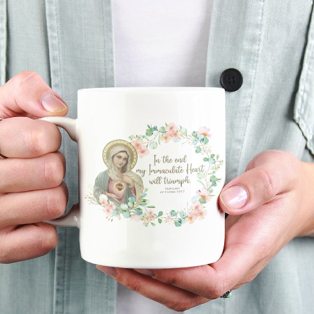 Tasse 2 Couleurs Sainte Vierge Marie Fatima Religieuse Catholique (Créateur téléchargé)