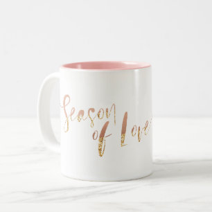 Tasse 2 Couleurs Saison d'amour   Monogramme stylé Pink Gold Script