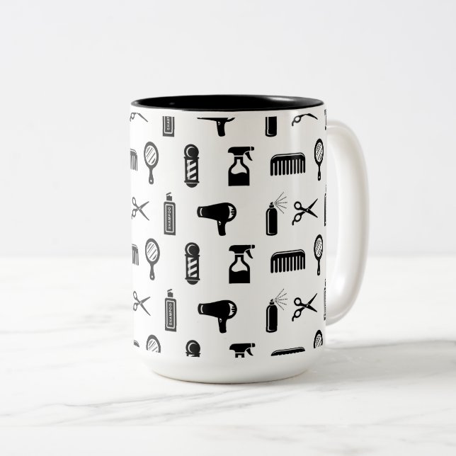 Tasse 2 Couleurs Salon et coiffeur Motif COULEUR PERSONNALISÉE (Devant droit)
