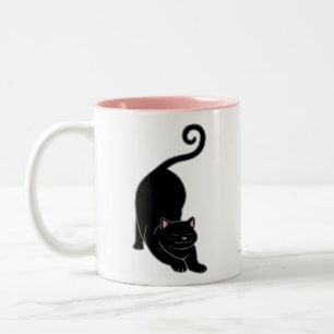 Tasse 2 Couleurs Salutation au soleil chat noir kitty yoga vers le 