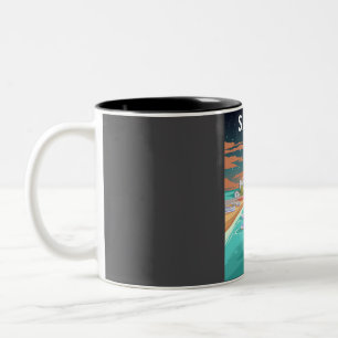 Tasse 2 Couleurs Samos Grèce Minimal Rétro Grèce affiche de voyage 